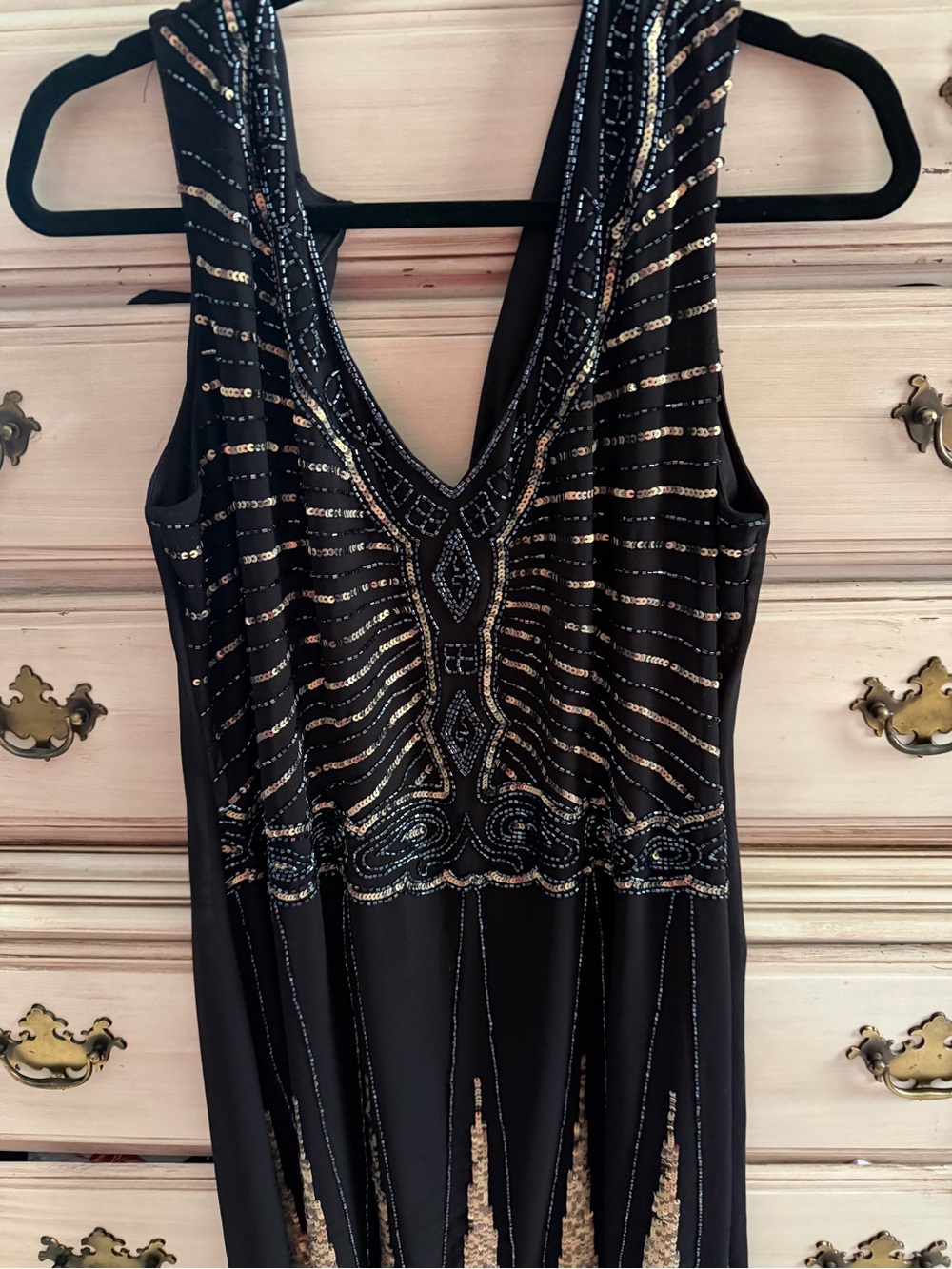 APRICOT Black  Sequin Evening Dress to knee
